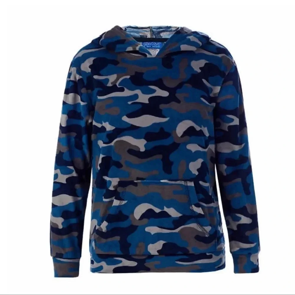 #4 Kids Saint Eve Youth 3 Piece T-Shirt Hoodie Pants PJs Blue & Gray Camo Small